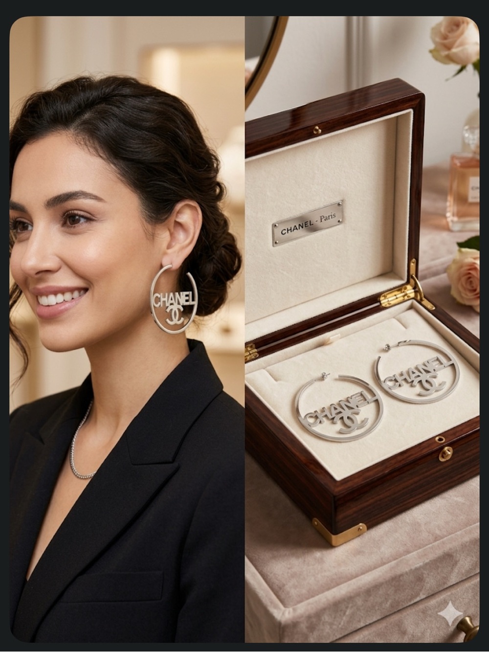 Silver Logo Hoop Earrings - Iconic CC Design